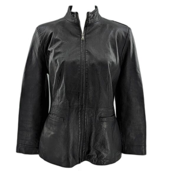 Vera Pelle Italian Joca Milano Black Leather Zip Up Jacket Size 38 M - Picture 1 of 12